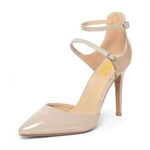 FSJ Women Classy Pointy Toe Stiletto Heels D'orsay Pumps Double Ankle Straps